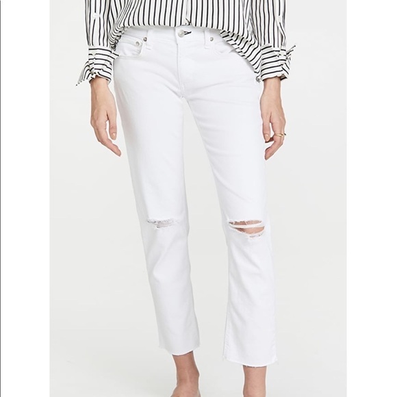 Rag & Bone Ankle Dre Capri Distressed White Skinny Jeans - Picture 1 of 14